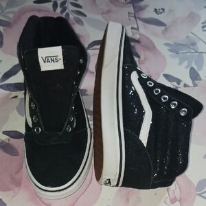 Vans Old Skool Hi Women's Size 6 Off The Wall Sneakers Black/Glitter